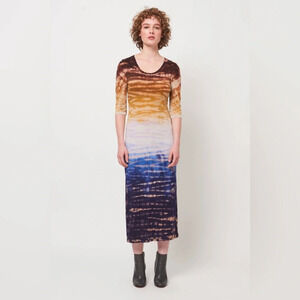 Raquel Allegra Rainbow Hues Treatment Jerry midi Dress tie dye bodycon size 1/M